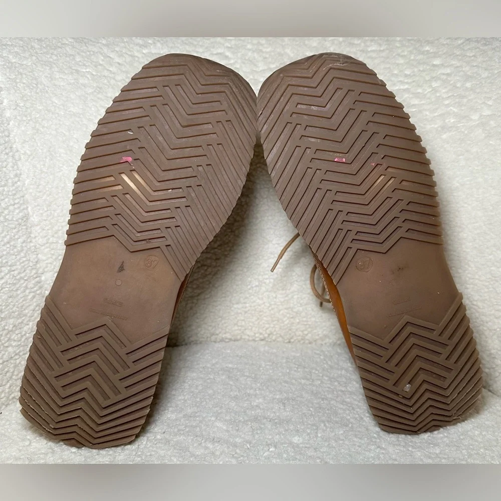 Antica Cuoieria Italian leather sneakers brown tan retro‎ style low profile 6.5 - Picture 8 of 10